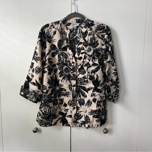 Harve Benard Tops - Harvé Benard Linen Blend Floral Button-Up Blouse – Size M